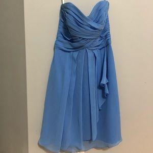 Strapless blue bridesmaid dress